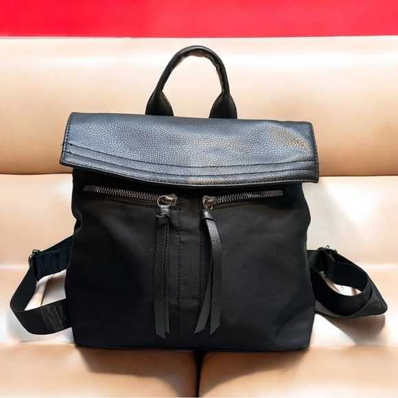 Botkier New York Trigger Nylon Small Black Mini Backpack Top Handle Bag Purse - Picture 1 of 10